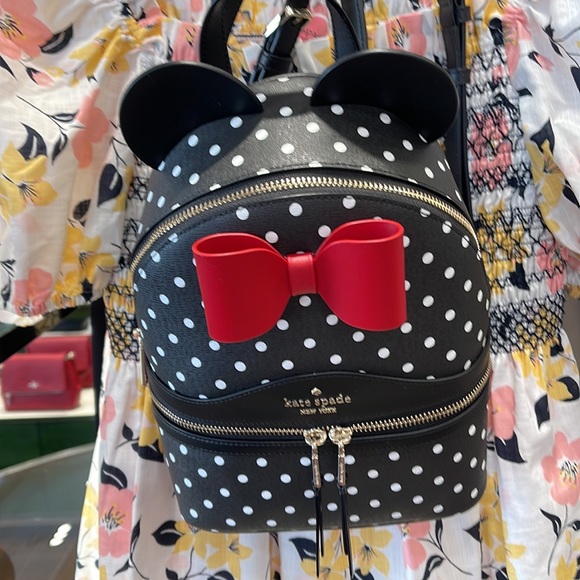 Kate Spade Disney X Kate Spade New York Minnie Dome Backpack Black Multi - Picture 15 of 16